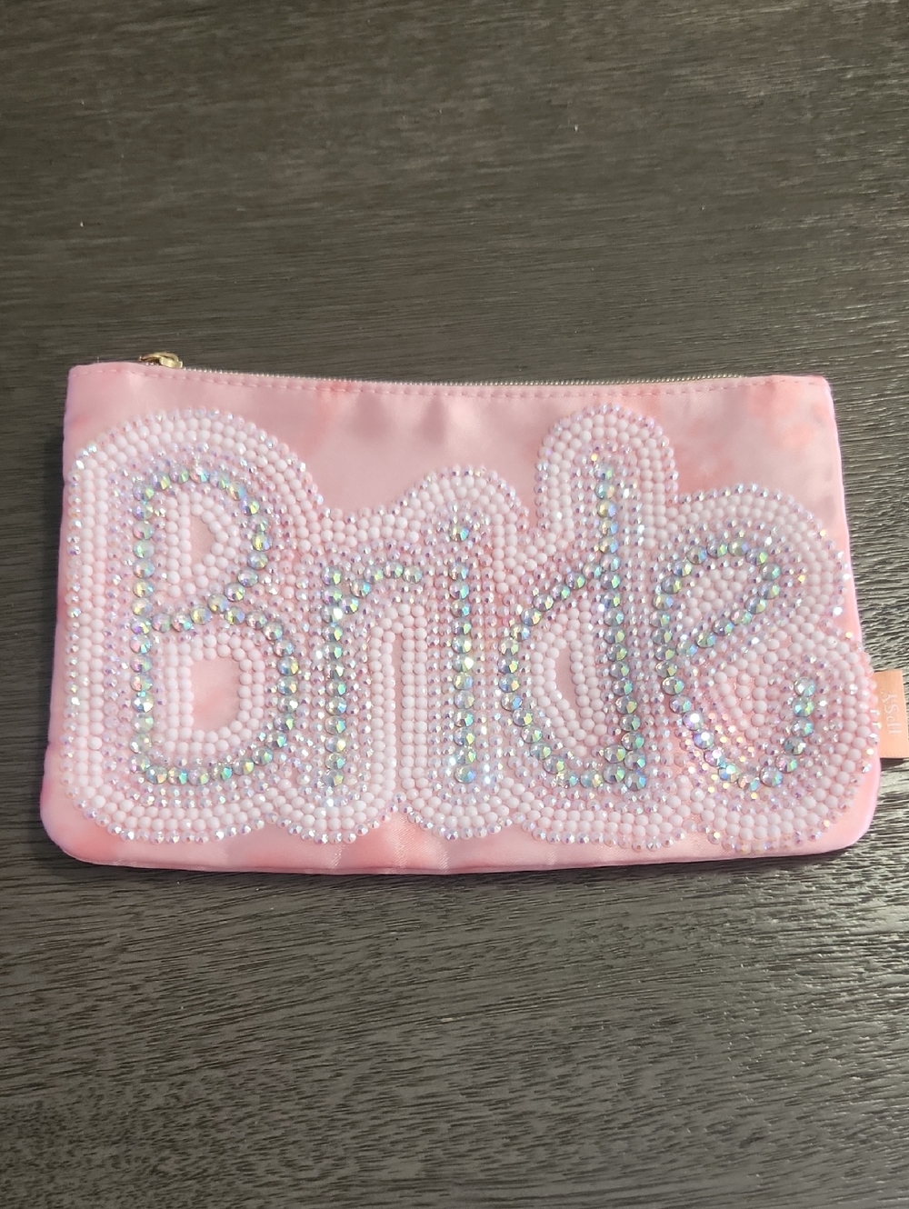 Bride Blinged Out Bedazzled Satin Zip Pouch